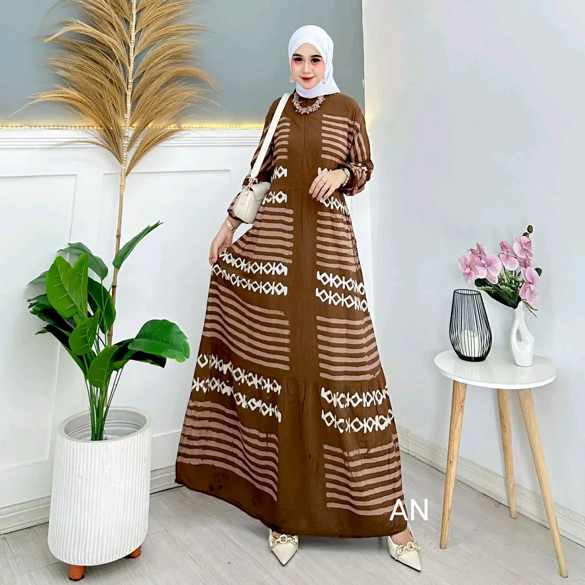baju Muslim, Kain rayon twill premium, Nyaman di pakai, tali Samping