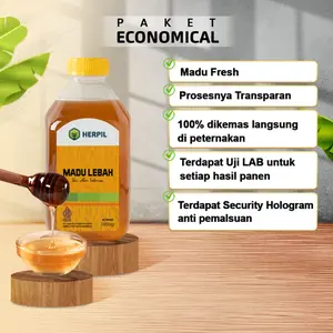 Herpil Madu Lebah 1 Kg, Madu Murni Fresh Nektar Multiflora 100% Dikemas di Peternakan, Sumber Energy