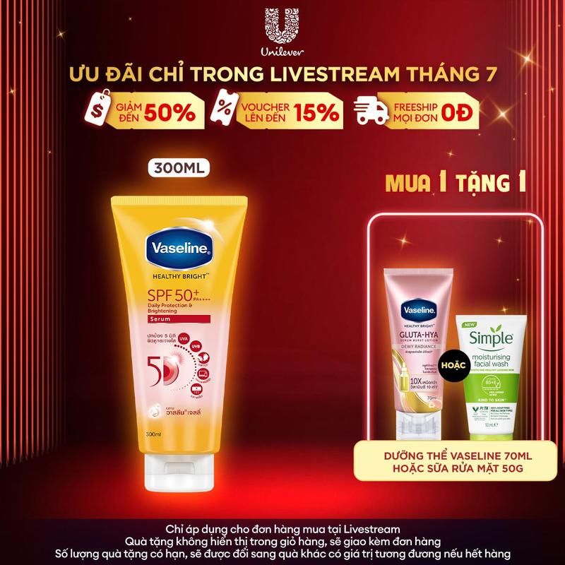 Serum Dưỡng Thể Chống Nắng Vaseline Với SPF50+PA++++ Giúp Bảo Vệ Da Nữ 300ml [2]
