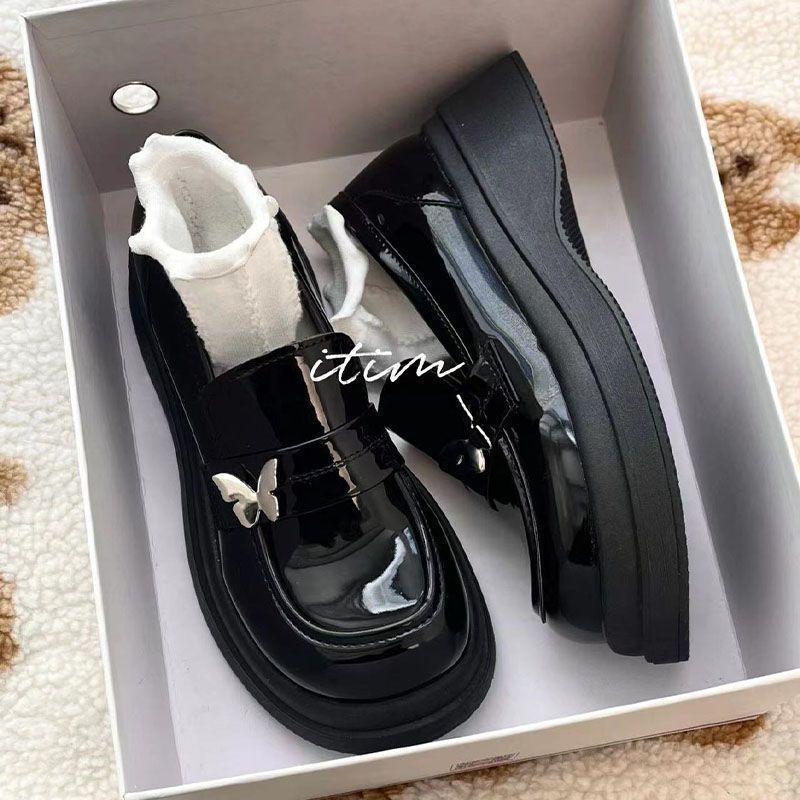 Giày Mary Jane, Giày Lười Phong Cách Anh Quốc Niche, Giày Lười, Dành Cho Nữ, Bề Mặt Đế Dày, Giày Da Muffin Cổ Điển Thời Trang, Mùa Lò Xo Mới 2024 4