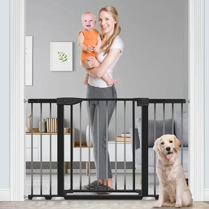 Adjustable Baby Safety Door Gate Pet Dog Cat Fence Stair Door Metal High Strength Iron Gate For Kids