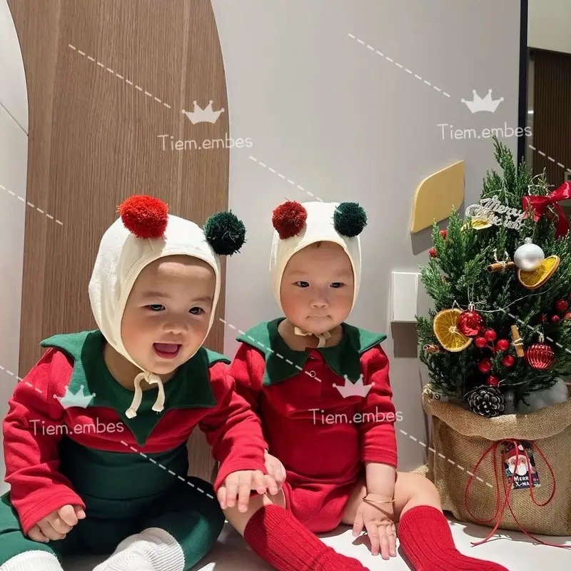 [QCCC L1] Set noel 3 chi tiết body, quần cạp cao, mũ cho bé 3