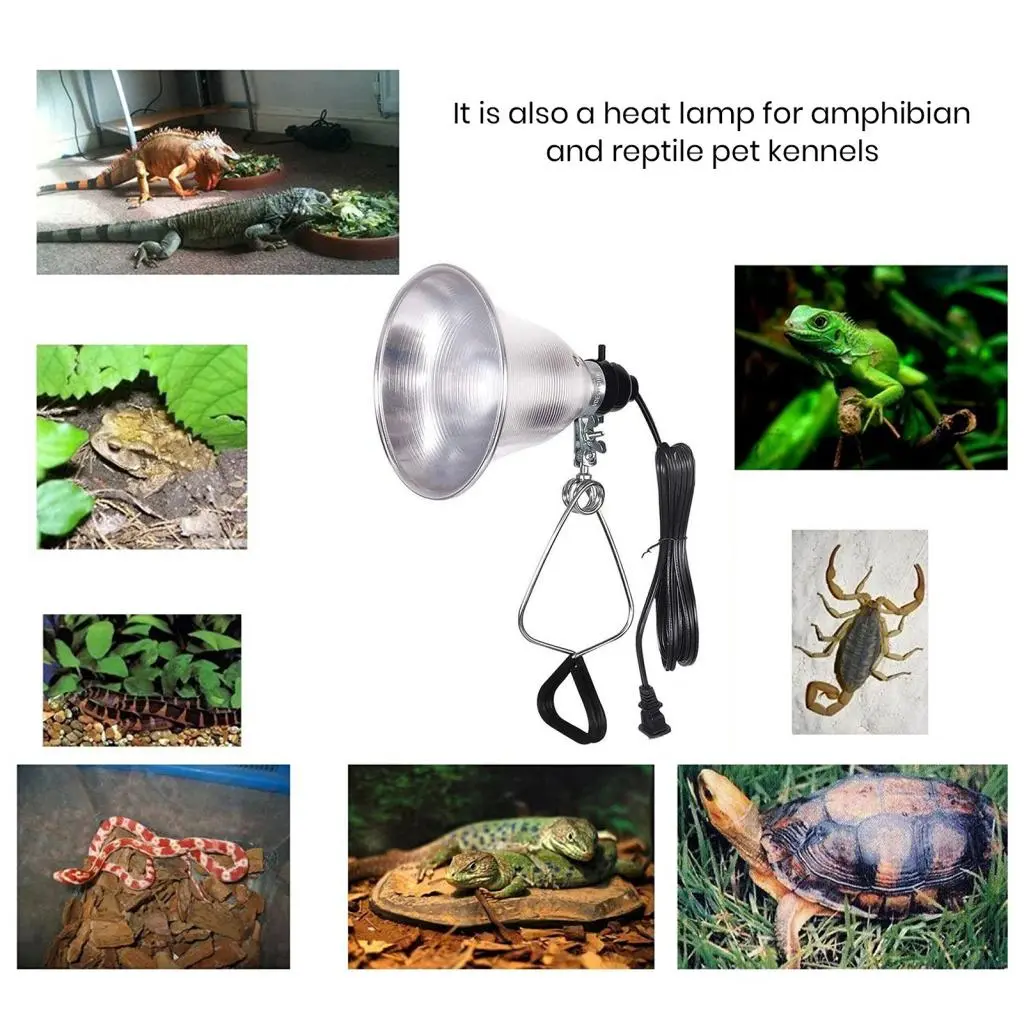 Rhoudve Versatile Lampshade for Room Lighting Terrarium Heat Lampshade for 300w Heat Lamp Bulb Clamp Light with Aluminum Reflector for Terrariums and Indoor Plants Us Plug