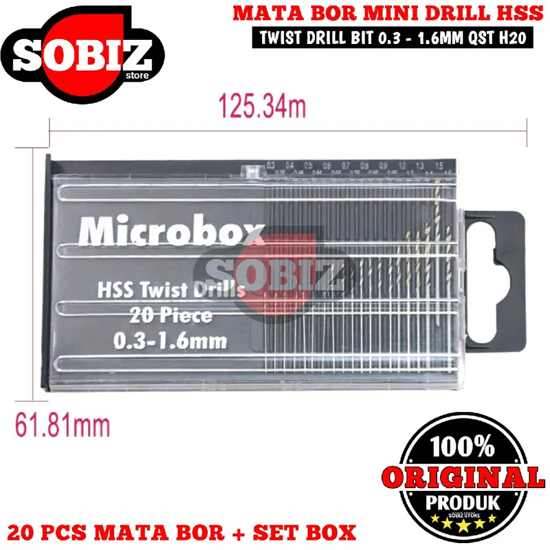 Microbox Mata bor mini drill Hss 20 pcs Twist Drill 0,3 - 1,6 3