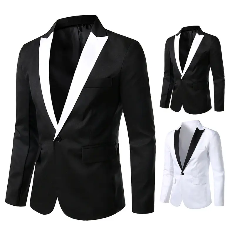 Áo Blazer Nam, gehirux, Thiết Kế Khối Màu, Dài Tay, Cổ Bẻ Một Nút, Dáng Ôm, Thích Hợp Cho Mùa Xuân Và Mùa Thu, Áo Khoác Vest Công Sở Menswear Jacket 5