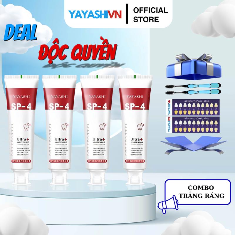 [combo tiện lợi] KEM ĐÁNH RĂNG YAYASHI SP4 TUÝP ĐỎ HỖ TRỢ TRẮNG RĂNG MUA 2 TẶNG 2 YAYASHIVN BEAUTY 120g
