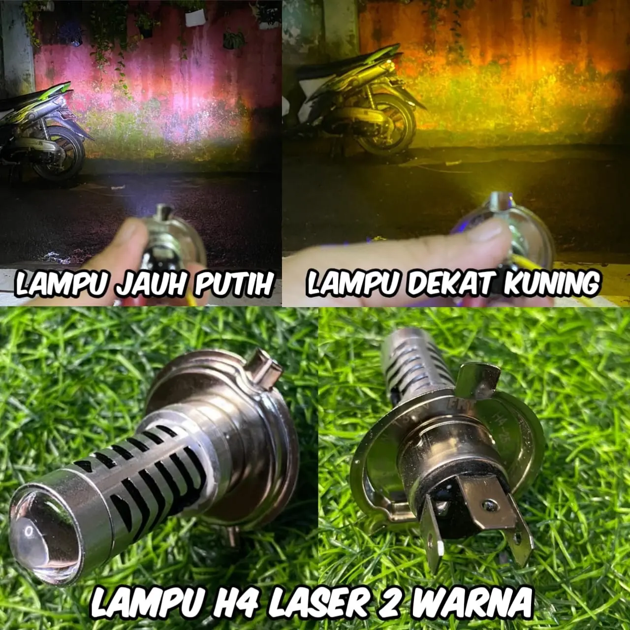 LAMPU LASER H4 SUPER TERANG 2 WARNA