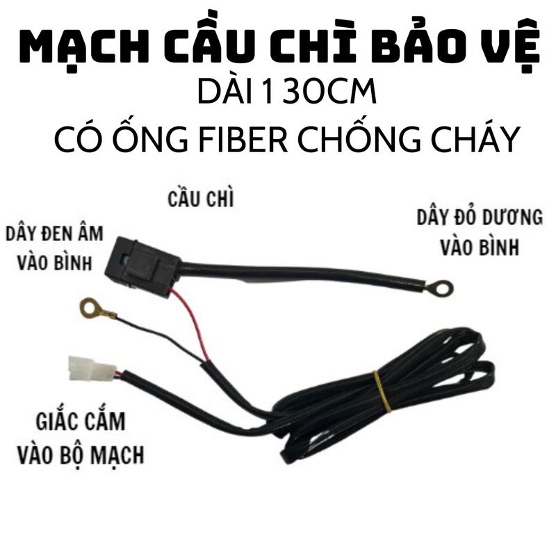 [NNVG08] Mạch cầu chì  dài 130cm bảo vệ mạch đèn LED khi bị quá tải dùng xe máy xe số côn tay có ống FIber chịu nhiệt nguồn 12V DC