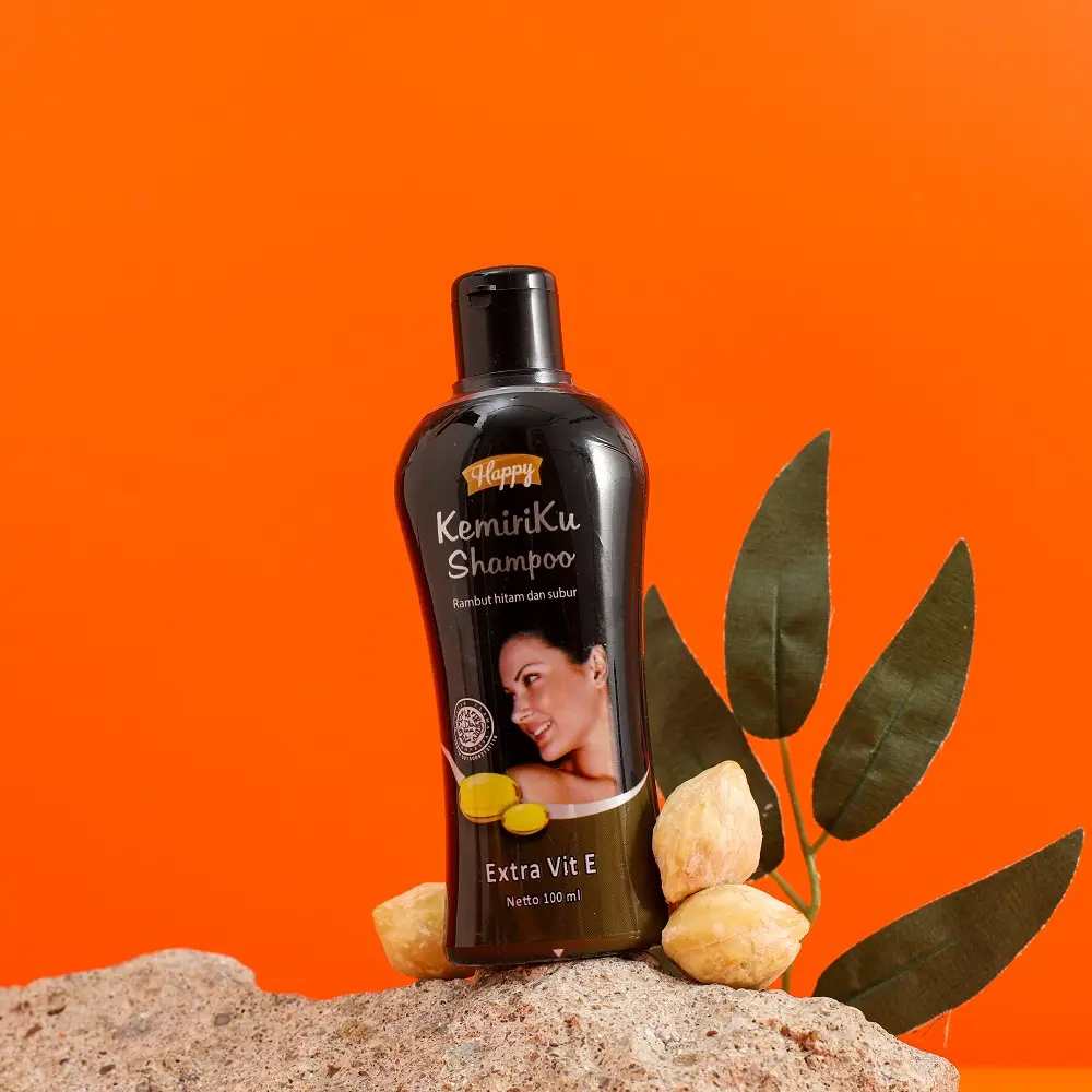 Happy Shampoo Kemiriku 100ml isi 1pcs - Membantu pertumbuhan rambut / Mengkilap Hitam / Menutrisi / Melebatkan Vitamin