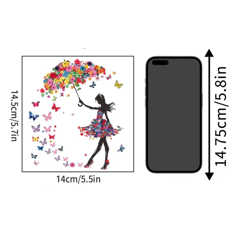 Butterfly Flower Umbrella Girl Switch Sticker Decorative Wall Sticker Bedroom Switch Socket Sticker Self-adhesive 6