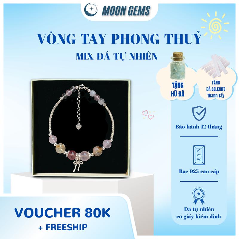  Vòng Tay Phong Thuỷ Chuẩn Bạc S925 – Vòng Đa Công Năng Mix Đá Tự Nhiên MOON5 