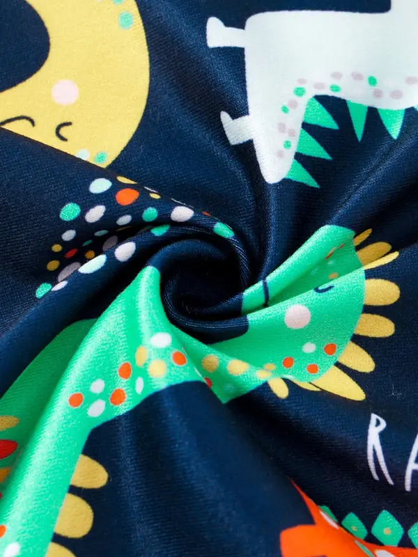 Boy's Glow in The Dark Dinosaur Print Tee & Elastic Waist  Pants Set, Cute Long Sleeve Top  & Trousers, Casual Spring & Fall Clothes for Kids Outdoor Holiday 6