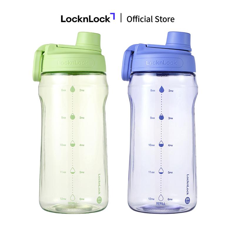 Bình nước nhựa thể thao LocknLock Active Large Bottle HAP941 1.5L có tay cầm gấp gọn, vạch nhắc uống nước