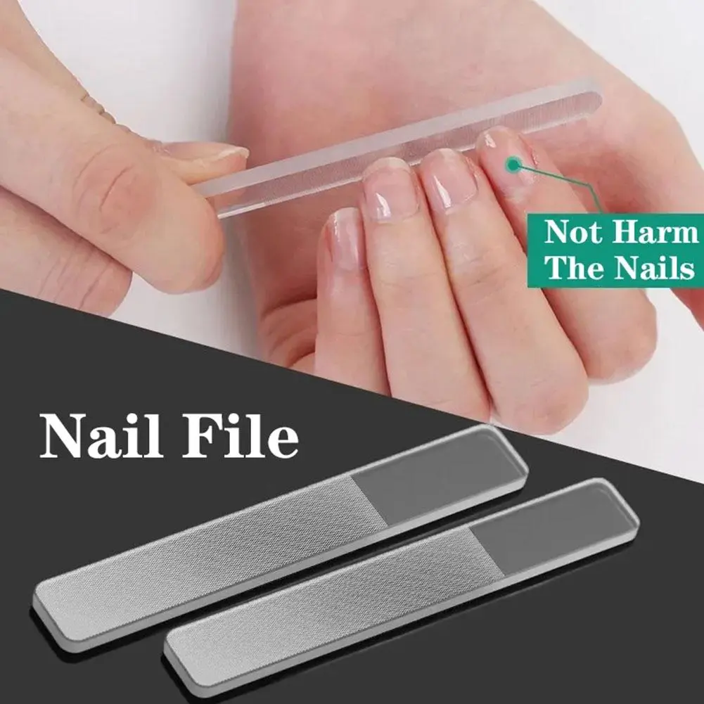 Square Head Nano Glass Nail File With Box Buffing Transparent Polishing Files Nail Manicure File Nail Art Tools