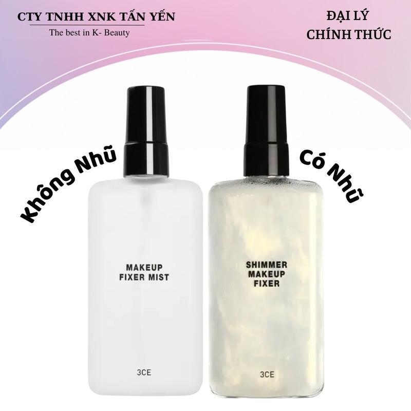 Xịt Khoá Nền 3CE Shimmer Makeup Fixer 100ml (Giữ Lớp Makeup - Căng Bóng Da)