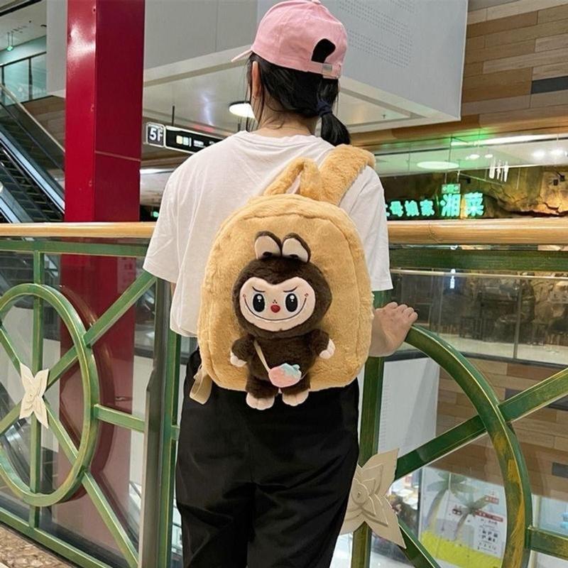 Ba lô đeo vai sang trọng Labububu nhồi bông dung tích lớn Nhung Backpack 3