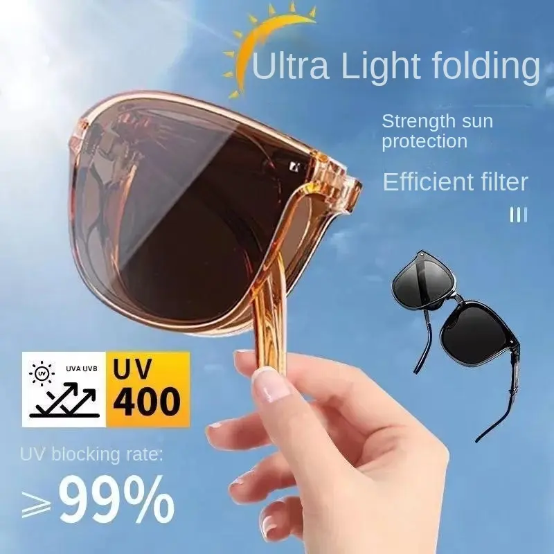 2024 under Focus New Folding Sunglasses Women's Summer Sun Protection Live Popular Sunglasses Men's Lightweight Spring Leg Air Cushion