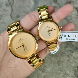 MIRETEE Jam Tangan Couple Pria Dan Wanita Tahan Air Original Strap Rantai Bestsellert Jam Tangan Kasual Cowok Cewek Bisa satuan Mewah Strap Rantai Stainless Steel