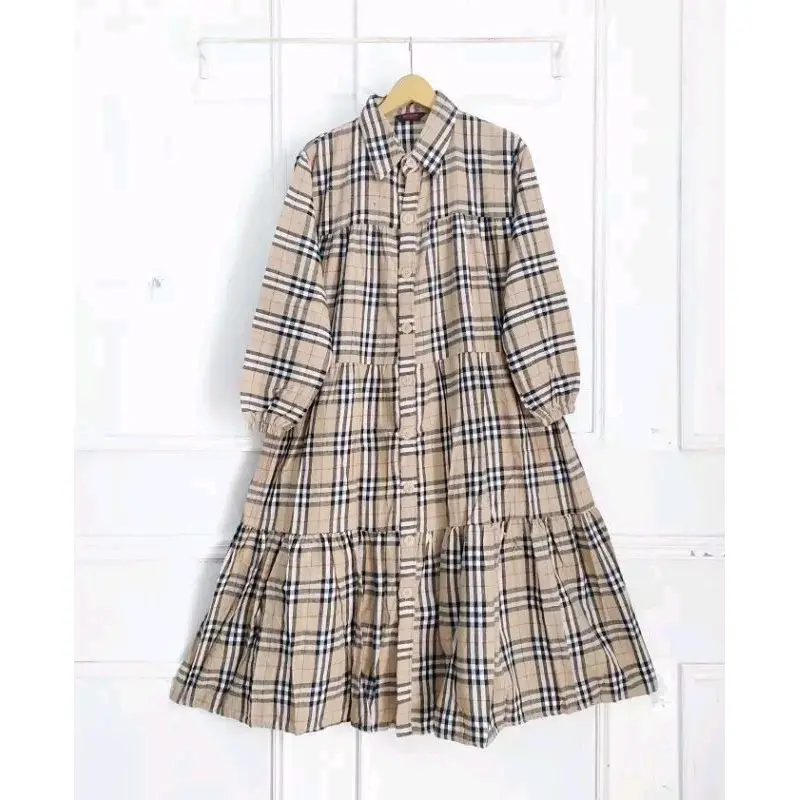 MIDI DRESS TERBARU 2023 KOTAK FLANEL // LONG TUNIK TARTAN FLANEL PREMIUM // ATASAN OUTER