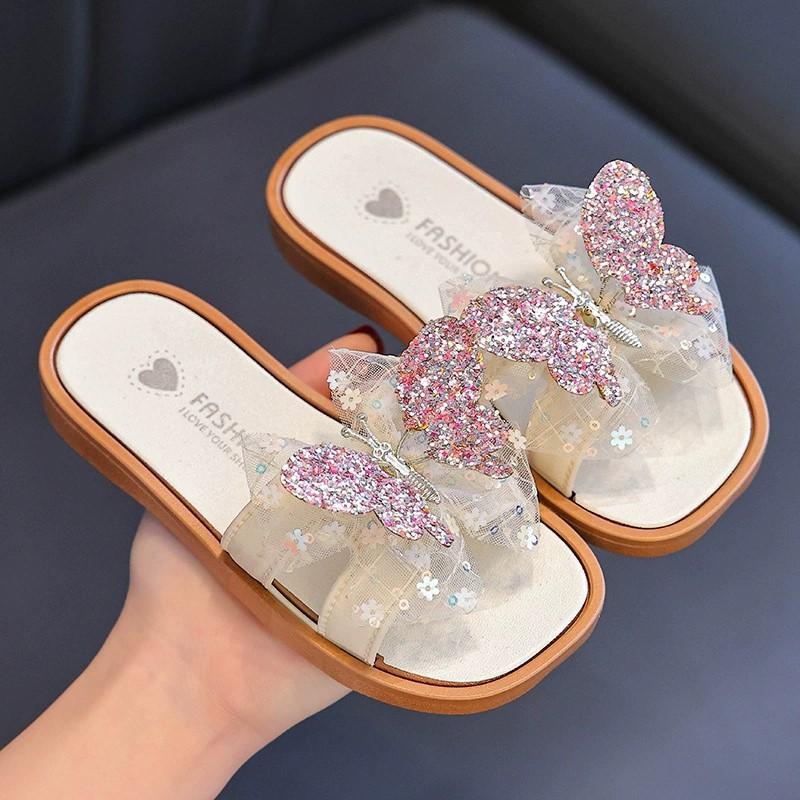 [3-10.tuổi] BM625 Dép lê gắn bướm siêu cute Size 26-35 mềm, êm nhẹ đáng yêu cho bé gái  BM107 dép lê, mềm, êm cho bé gái 1
