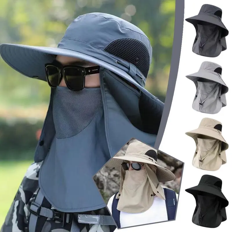 Mũ Chống Nắng, Thoáng Khí, Có Mặt Nạ Có Thể Tháo Rời Thích Hợp Để Câu Cá, Đi Bộ Đường Dài Và Leo Núi, Phụ Kiện 1