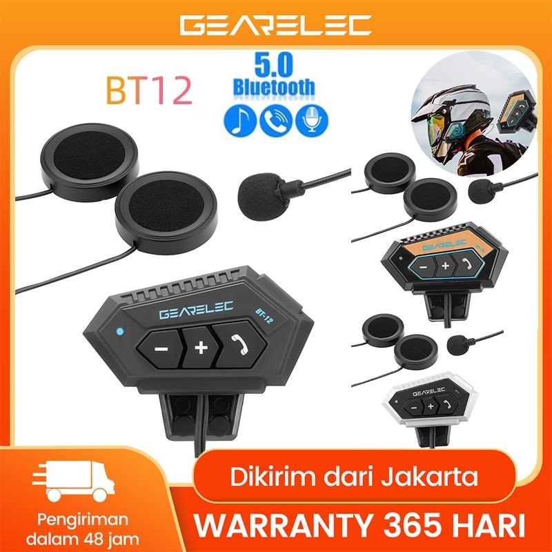 GEARELEC BT12 Bluetooth 5.0 Helm Sepeda Motor Headset Suara Bass Tahan Air 0