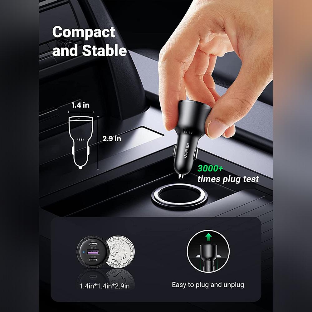 Car Charger USB A / Type C Port UGREEN 69W PD QC 3.0 PPS Fast Charging Adaptor Pengisi