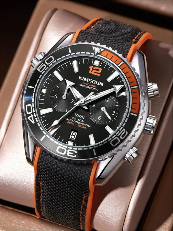 Men's Business Fashion Mechanical Watch, Casual Trendy Luminous Date Watch, Multifunctional Watch for Party, Daily Decor, Exquisite Watch for Birthday Gift with Box 2