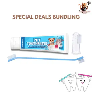 PPC 3in1 Paket Sikat Gigi Odol Kucing Anjing Anabul Pasta Gigi Lembut Bau Mulut Wangi Grooming 75g