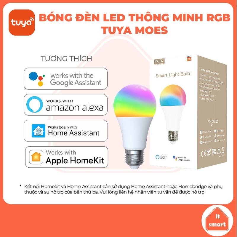 Bóng đèn thông minh Tuya Moes wifi công suất 9-14W điều khiển giọng nói, hẹn giờ tắt bật 2