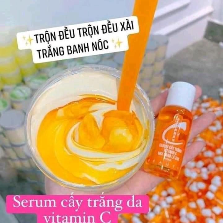  Combo 10 chai Serum Cấy Trắng Vitamin C trộn kem body 