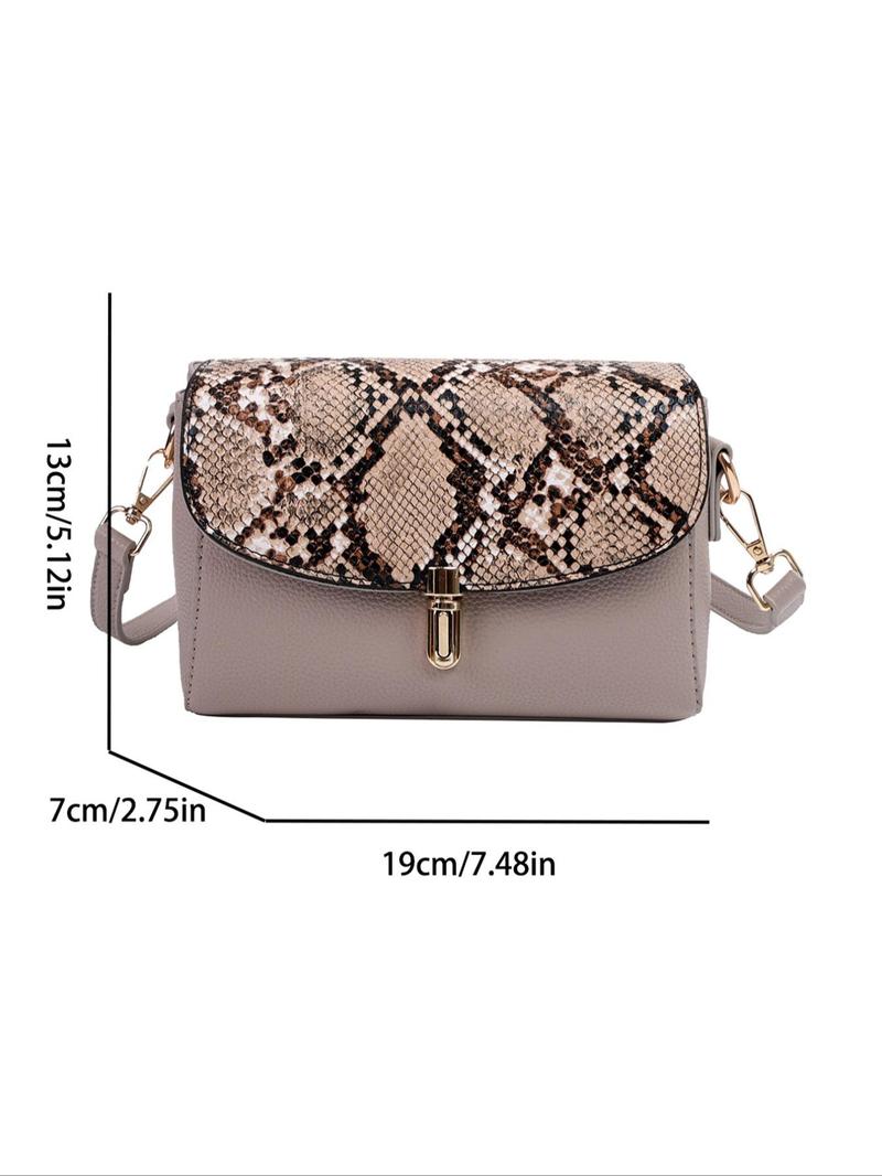 Product Introduction of Fashionable Snakeskin Print PU Leather Crossbody Bag, Casual Versatile Shoulder Bag for Women, Trendy All-match Commuter Bag for Daily Used 6