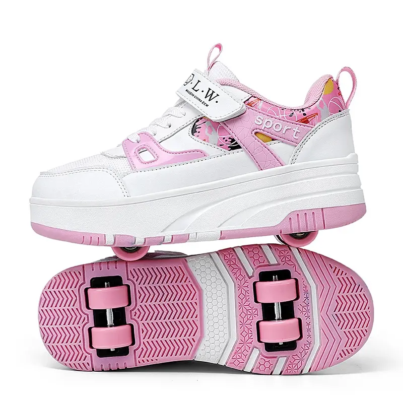 2024 New Safe and reliable fast delivery four-wheeled Heelys roller shoes wheel shoes boy girl kids adult outdoor sports roller skates detachable wheel shoes roller shoes for kids