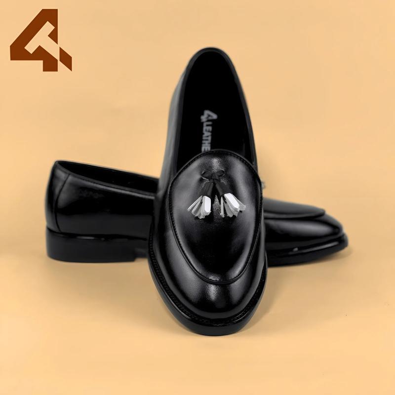 Giày da nam [CSP15] Loafer phối chuông trắng đế phíp 3.5cm từ da bò chất lượng Shoes