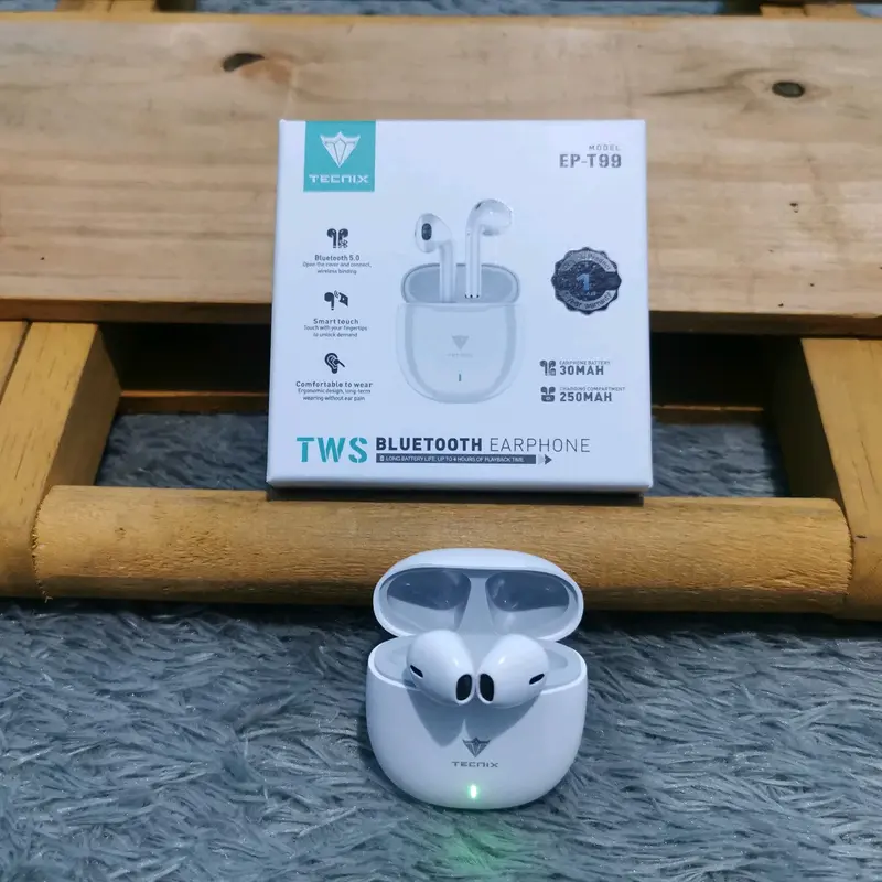 TWS Bluetooth TECNIX T99 Earphone Hitam Wireless Putih 4