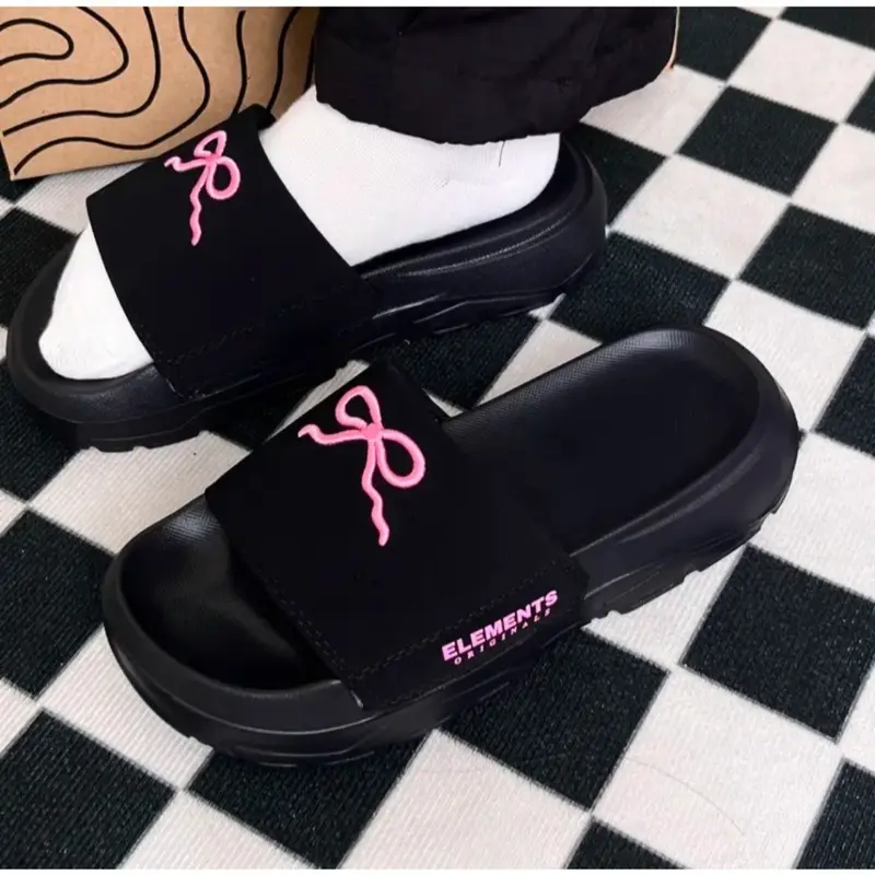Dép Elements Silde Chunky chữ thêu nam nữ ( D-E02) - Dép quai ngang Elements nam nữ chữ thêu dế cao Slipper DéP 2