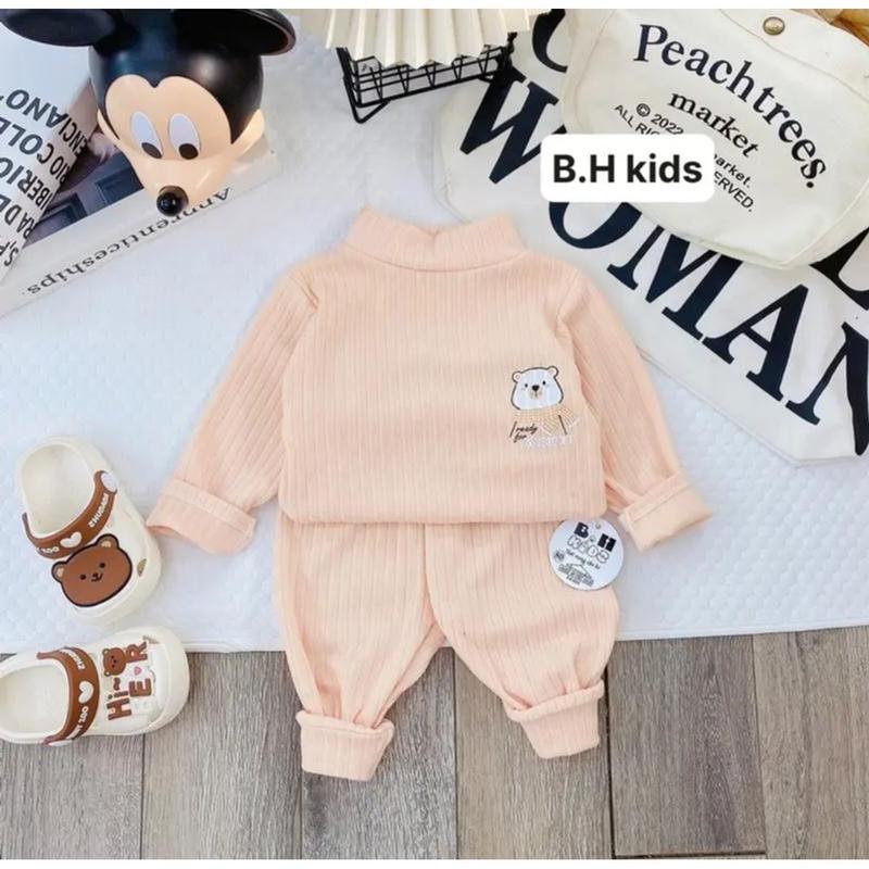 6===16kg Bộ quần áo cao cổ dài tay, chất liệu len tăm họa tiết bé trai bé gái 7