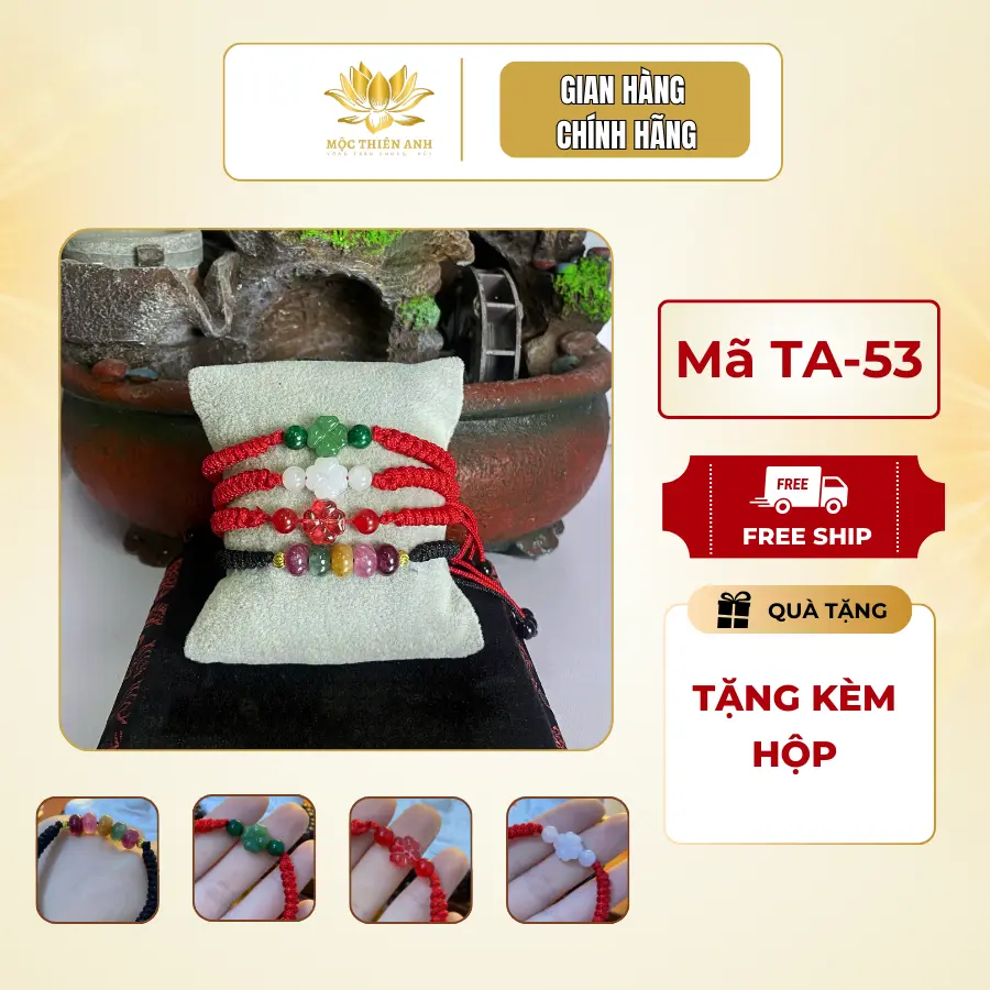 Vòng Tay Chỉ Đỏ Mix Cỏ 4 Lá (Tặng Kèm Hộp) - Phụ Kiện Đeo Tay