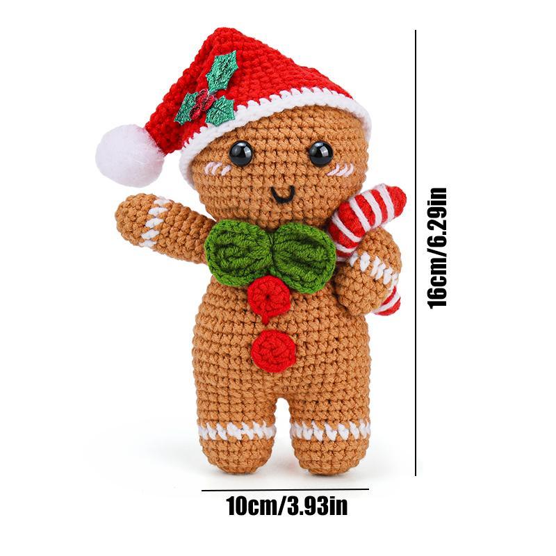 Gingerbread Man Design Crochet Starter Kit, 1 Set DIY Gingerbread Knitting Set for Beginners, Christmas Eve Box 1