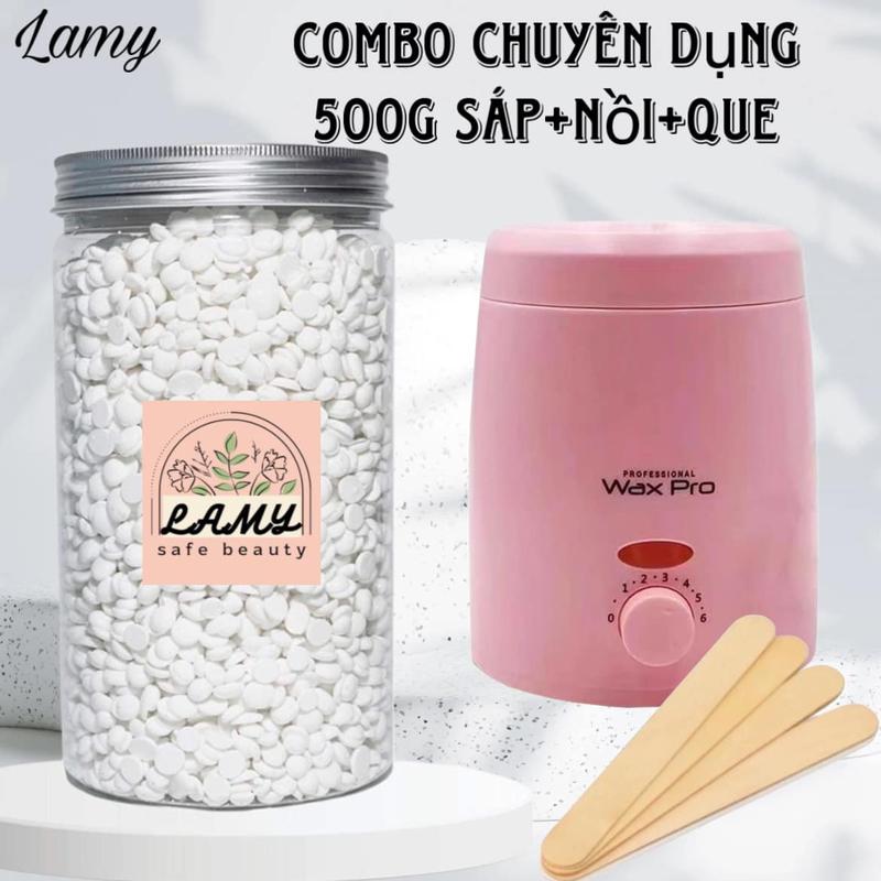 [CHE TÊN] COMBO 500g sáp+ nồi chuyên dụng nấu sáp wax lông sữa dừa cao cấp coconut tẩy sạch đa vùng lông tay chân nách dùng cho cả da nhạy cảm