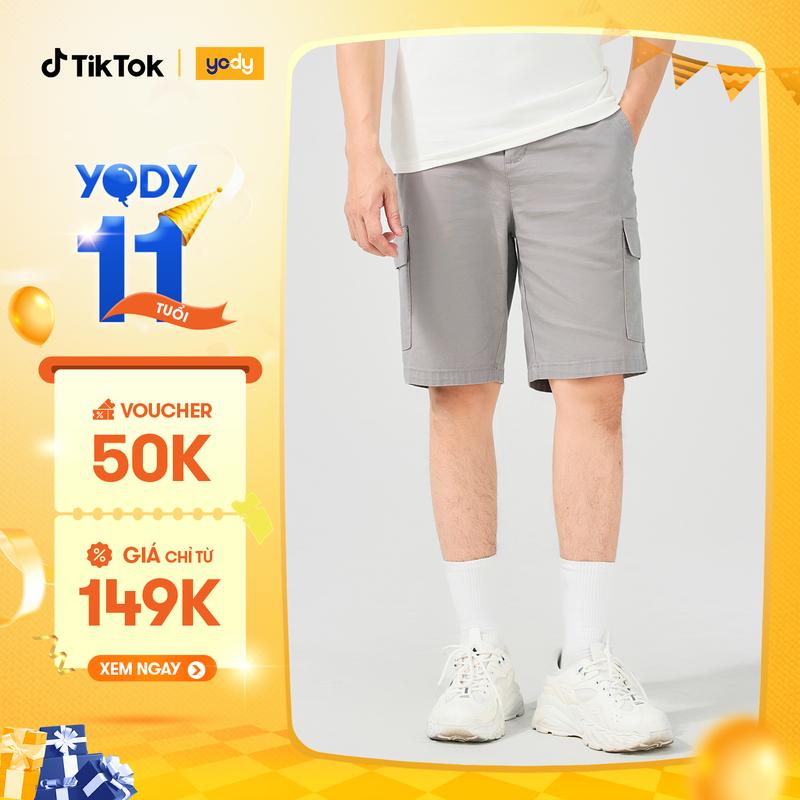 [ Flash sale ] YODY Quần Sooc Nam Kaki Nam Túi Hộp QSM7041 0