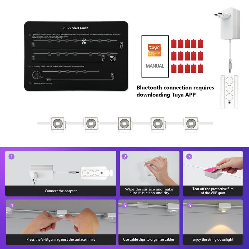 LED String Light, 1 Count Smart LED String Light with Remote Control & APP Connection Function, Indoor Wall Light RGB String with Color Changing & Music Sync 5