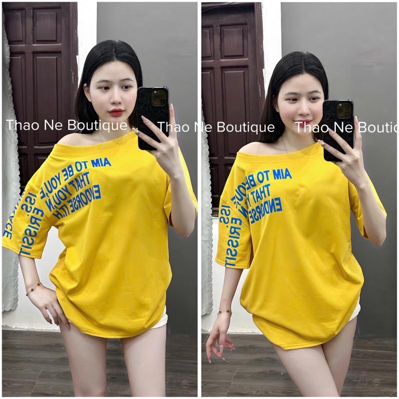 Product Introduction of ÁO THUN UNISEX NỮ TAY NGẮN TRỄ VAI IN CHỮ FORM RỘNG COTTON 11