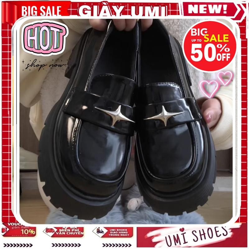 Giày Lười Oxford GALAXY LOAFER Ulzzang da bóng/mờ Đế Cao 6cm dáng Lolita mới đẹp hot thời trang Shoes Nữ