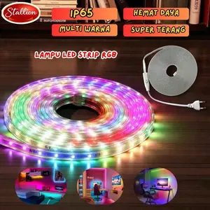 Lampu Warna Warni Strip RGB Led SMD 2835 Paket Lengkap Langsung Colok Nyala Bisa Atur Mode Cahaya