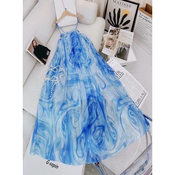 Đầm maxi loang hai màu đi biển 4