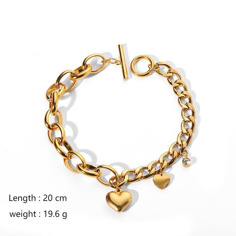 Unique Fashion Simple Bracelet Lightning Pearl Moon Cross Chain 18K Gold Stainless Steel Bracelet High-end Jewelry Really Good 5