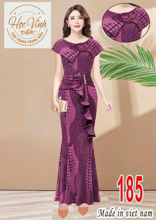 Product Introduction of Dress m185 . ĐẦM TRUNG NIÊN THIẾT KẾ ĐI TIỆC. ĐẦM DẠ HỘI ĐUÔI CÁ CHE KHUYẾT ĐIỂM SIÊU XINH  Women 4