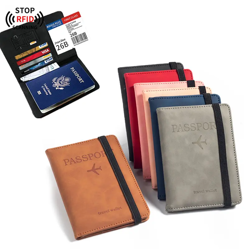 Bao đựng hộ chiếu doanh nhân Cổ Điển RFID, dành cho phụ nữ và nam giới, đa chức năng, bao đựng ví da PU thẻ ngân hàng ID, phụ kiện du lịch passport  cover Nhung