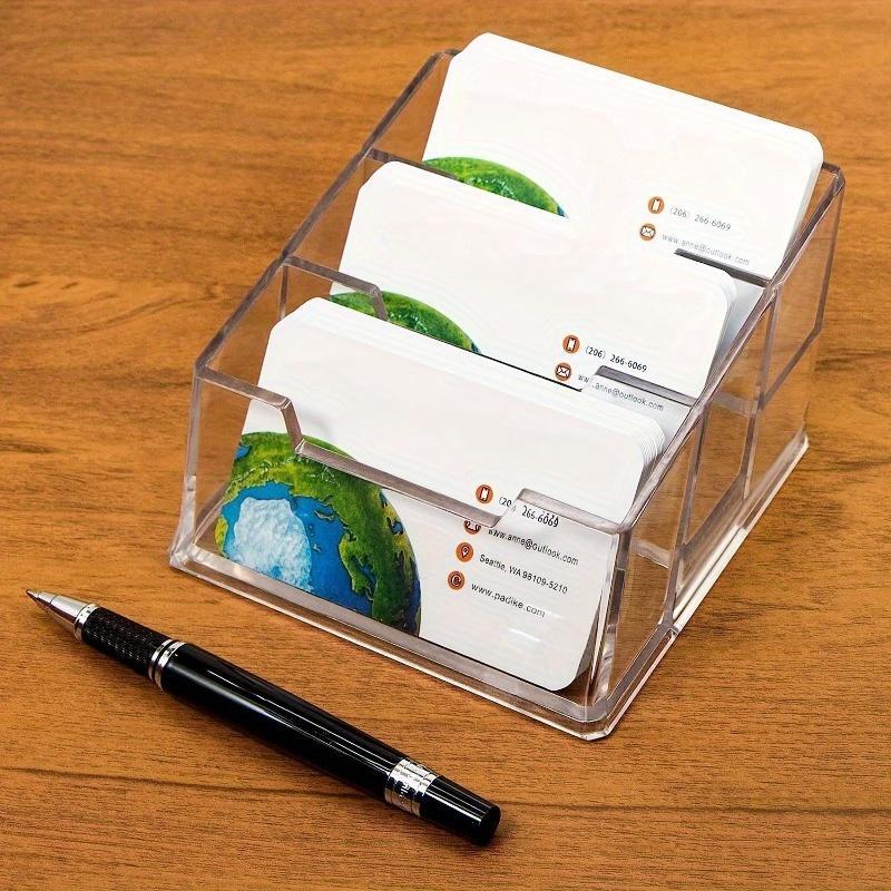 Acrylic Business Card Holder, 1 Count Transparent Business Card Holder, Desk Organizer for Home Office, Desk Accessories 0